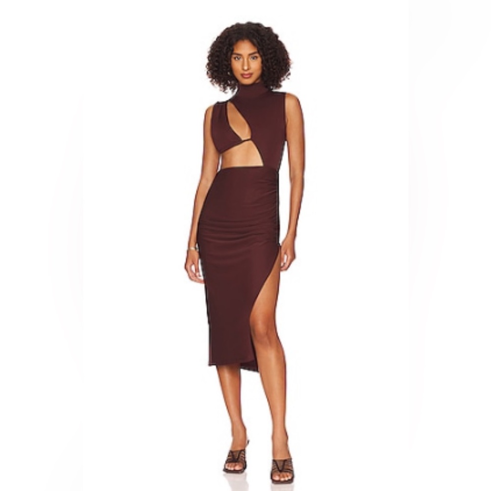NBD Asymmetrical Cut-Out Dress in Rich Brown NWOT Size Small